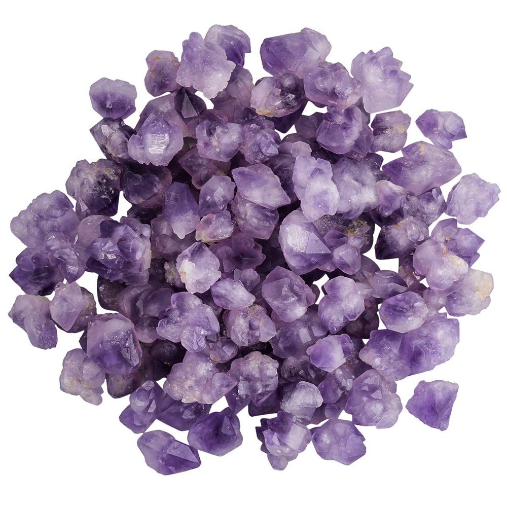 SUNYIK Natural Amethyst Rough Stone, Irregular Raw Crystal Point Loose Gemstone for Healing Reiki Jewelry Making Decoration 0.7-1.5 0.5lb (33-40 pcs)