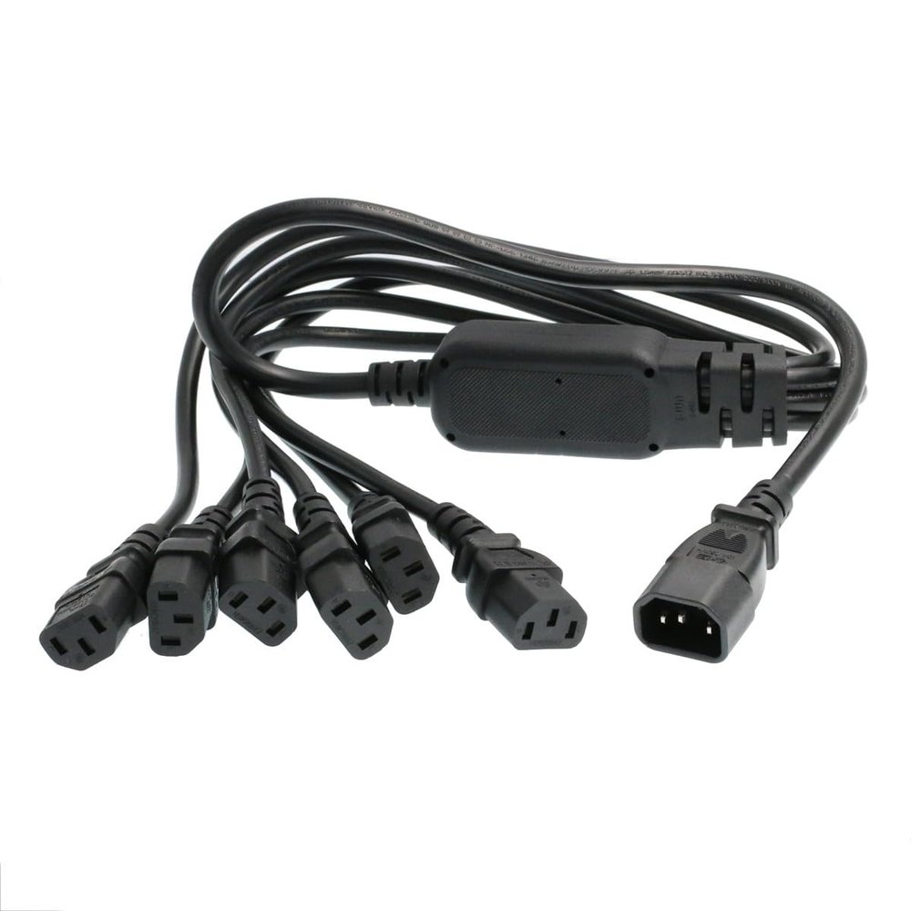 HTCable UPS PDU Computer PC Power Splitter Cord C14 to 6 x C13 10A 250V Extension Cable 24'' (C14-6xC13 60cm)