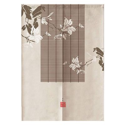 MYRU Japanese Noren Doorway Curtain Tapestry (White Flowers,33.5 Inches x 59 Inches)
