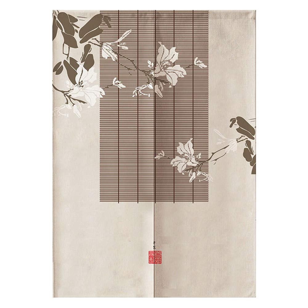 MYRU Japanese Noren Doorway Curtain Tapestry (White Flowers,33.5 Inches x 59 Inches)