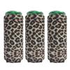 3pcs Neoprene Slim Can Sleeves Covers Collapsible Beer Beverage Coolers for 12oz Slim Energy Drink,Beer,Bottle (Leopard) view 2