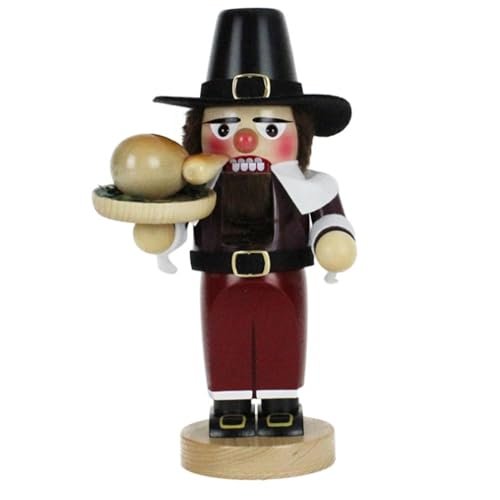 Steinbach Wooden Chubby Nutcracker Collection, Pilgrim with Turkey, Multicolored, 11.5"