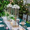6 Pcs 23.75 inches Gold Vases for Centerpieces Tall Crystal Metal Vase Flower Stand Holders Wedding Centerpiece Chandelier for Reception Tables Wedding Supplies view 2