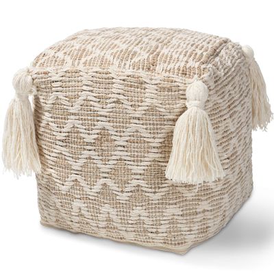 Baxton Studio Ottomans, One Size, Natural/Ivory