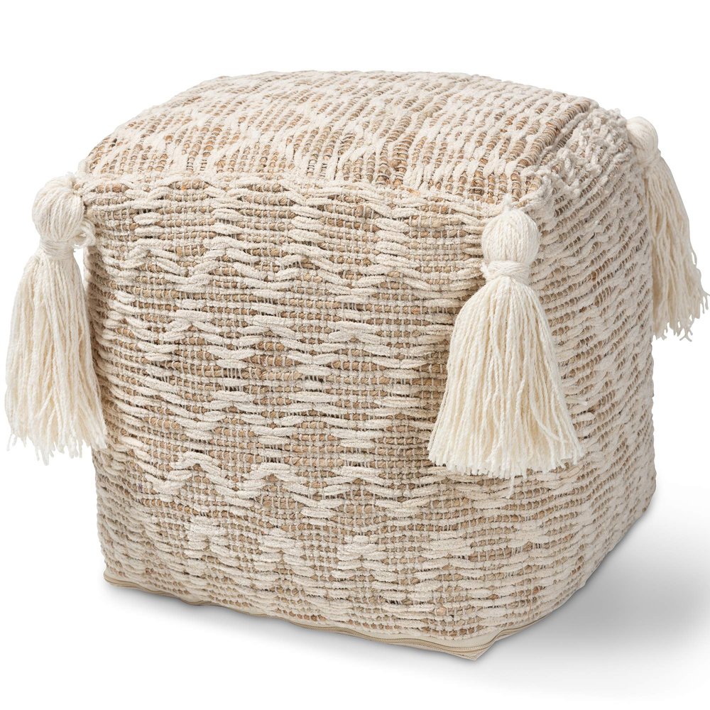 Baxton Studio Ottomans, One Size, Natural/Ivory