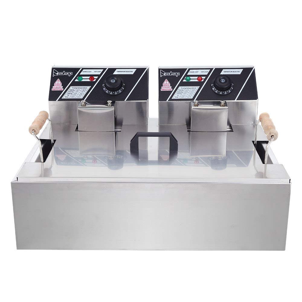YYAO Deep Fryer Stainless Steel Large Single-Cylinder Electric Fryer with Baskets Filters,Electric Fryer for Turkey,French Fries,Donuts,Oil Consumption 12.7QT/12L (Total Capacity 23.26Qt/22L)