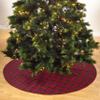 SARO LIFESTYLE Highland Holiday Collection Plaid Design Christmas Tree Skirt, 72", Red view 2