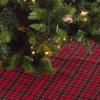 SARO LIFESTYLE Highland Holiday Collection Plaid Design Christmas Tree Skirt, 72", Red view 3