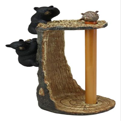 Ebros Rustic Nature Wildlife Woodland Forest Animal Climbing Black Bears Spotting Beehive On Tree Paper Towel Holder Display Dispenser Stand Kitchen Bathroom Home Decor Party Hosting Accent