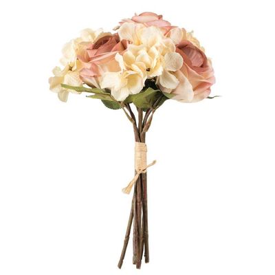 Artificial Cream Pink Rose Hydrangea Bouquet, 13" H x 13" L x 7.5" W, Pack of 2 by Vickerman