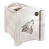 Montana Woodworks Homestead Collection Magazine Rack with Laser Engraved Wolf Design, 18" L x 14" W x 16" H, Ready to Finish view 1