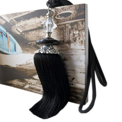1 Pair European Style Tassel Rope Curtain Tiebacks Holdbacks Curtain Buckle Holder (Black)