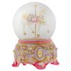 Elanze Designs Pink Rose Horse and Carousel 100MM Sturdy Wind Up Musical Glitter Water Snow Globe Tabletop Dresser Figurine Decoration Plays Tune Carousel Waltz view 1