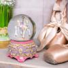Elanze Designs Pink Rose Horse and Carousel 100MM Sturdy Wind Up Musical Glitter Water Snow Globe Tabletop Dresser Figurine Decoration Plays Tune Carousel Waltz view 2
