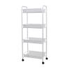 li@ 3/4/5 Tier Basket Mesh Rolling Kitchen Trolley, Utility Storage Rack Rolling Cart, Sturdy Serving Trolley mit 4 Wheels for Home Office Kitchen Bathroom, White view 1