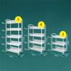 li@ 3/4/5 Tier Basket Mesh Rolling Kitchen Trolley, Utility Storage Rack Rolling Cart, Sturdy Serving Trolley mit 4 Wheels for Home Office Kitchen Bathroom, White view 2