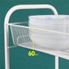 li@ 3/4/5 Tier Basket Mesh Rolling Kitchen Trolley, Utility Storage Rack Rolling Cart, Sturdy Serving Trolley mit 4 Wheels for Home Office Kitchen Bathroom, White view 3