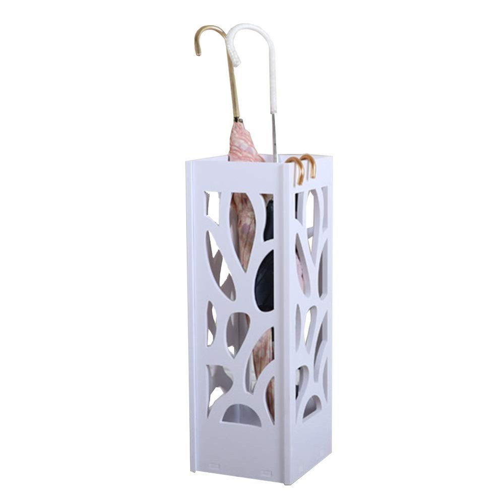 Umbrella Rack GUOYANHOME Wooden Umbrella Stand, Indoor Waterproof Umbrella Bucket Hotel Storage Basket, White 19X20X45CM