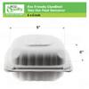 [250 Pack] 6x6 Eco Friendly Clam Shell Take Out Food Container - Mineral Filled Polypropylene, Tree Free - Restaurant Supplies, Microwavable, Bidodegradable, Recyclable, Heavy Duty, MFFP (6x6 inches) view 3