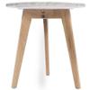 The Bianco Collection Cherie 15" Round Italian Carrara White Marble Table with Oak Legs view 1