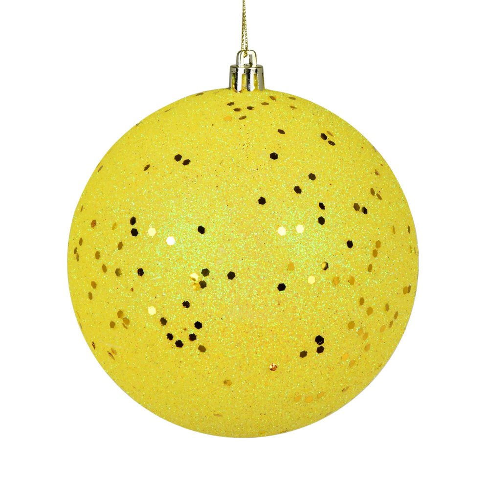 Vickerman 8" Yellow Sequin Ball Ornament.