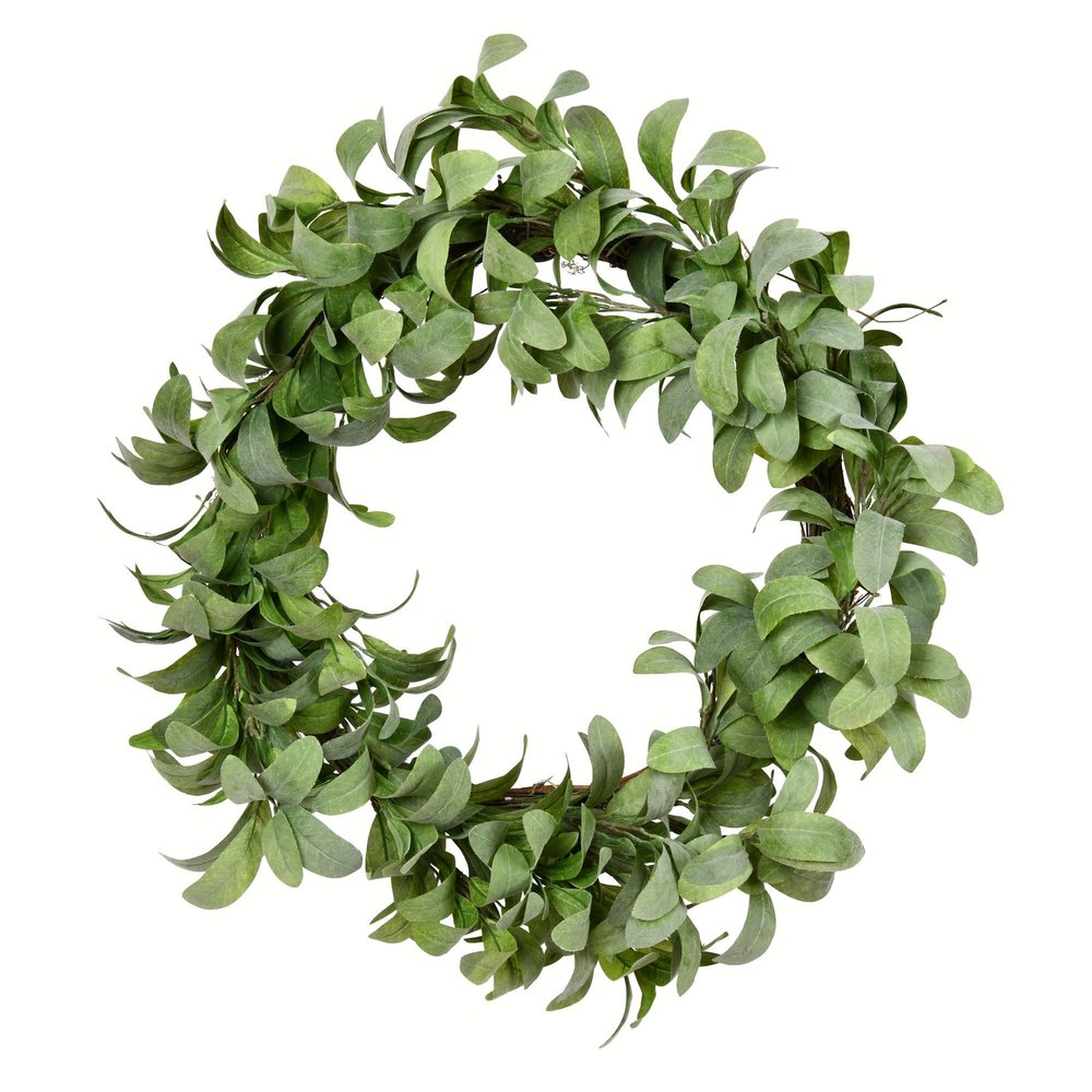 Vickerman Everyday 22" Indoor Artificial Lamb's Ear Wreath - Decorative and Durable Polyester Wreath for Home Or Office - Maintenance Free