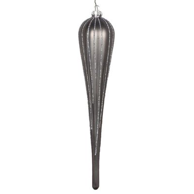 15.75 Pewter Glitter Drop Ornament 2/Bg