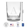 4 Piece Glass Set Engraved with A-Letter Monogram, 13.5-Ounce view 3