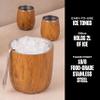 Swell Stainless Steel Ice Bucket with Tongs, 68oz Capacity, Teakwood Finish, Triple-Layer Vacuum Insulated to Keep Ice Colder Longer, BPA-Free Barware view 3