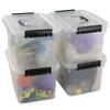 Begale 5 Quart Plastic Small Storage Container, Clear Latch Box with Latches, 4-Pack view 4