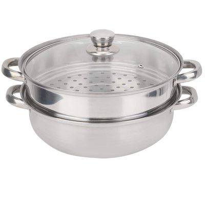 11in Double Boilder, steamer pot, pot vegetable steamer, stainless steel, FRP cover, bear 15KG, Uniformly heated, Rugged handle, Work with Gas, Electric and Grill stove top