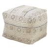 Occasion Gallery White African Mud Cloth Inspired Pouf, Floor Ottoman Seating, Footrest, Stuffed Comfy Chair, Floor Cushion Accent, 20" X 20" X 14" (1 Piece), 100% Cotton view 1