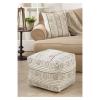 Occasion Gallery White African Mud Cloth Inspired Pouf, Floor Ottoman Seating, Footrest, Stuffed Comfy Chair, Floor Cushion Accent, 20" X 20" X 14" (1 Piece), 100% Cotton view 2