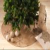 SARO LIFESTYLE Jeweled Collection Beaded Snowflake Design Tree Skirt, 72", Natural view 3
