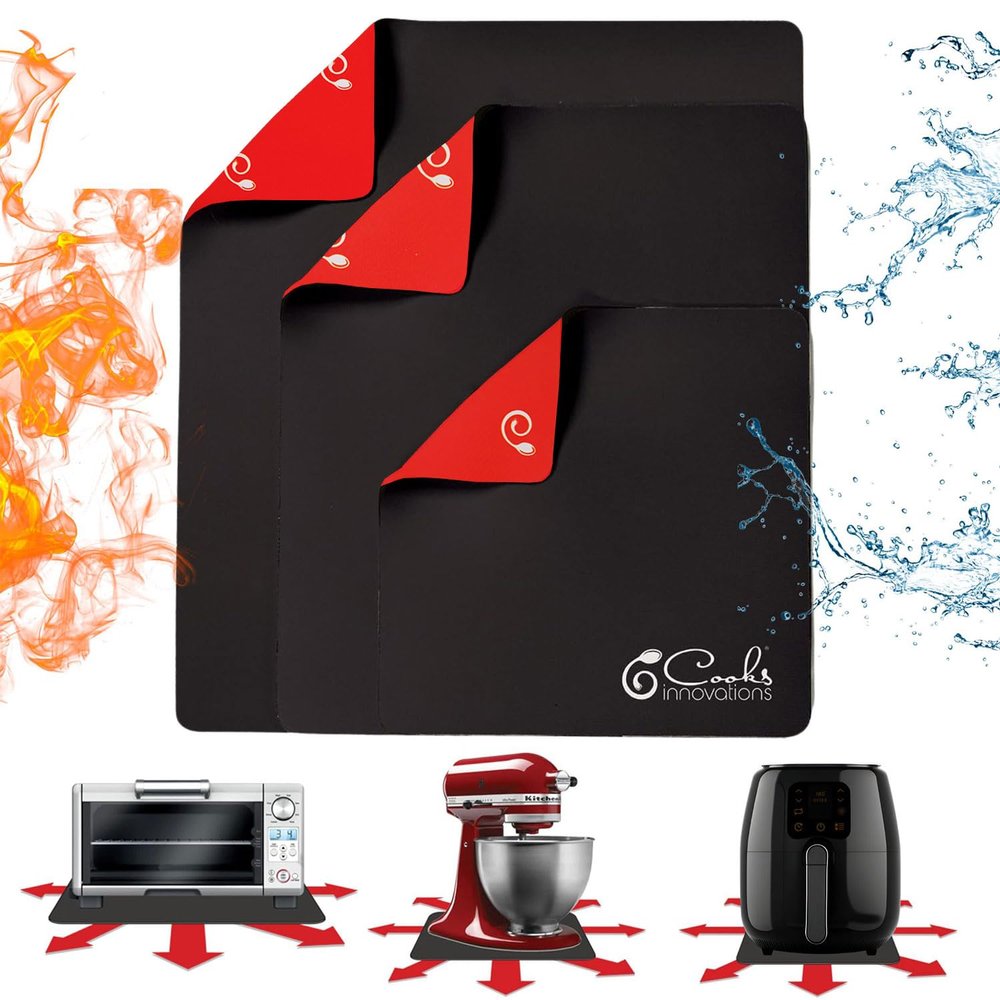 3 Pack Heat Resistant Mats for Countertop Heat Pad Protector & Appliance Sliders for Kitchen Cut to fit, Compatible with Ninja, Cuisinart, KitchenAid, Keurig & More