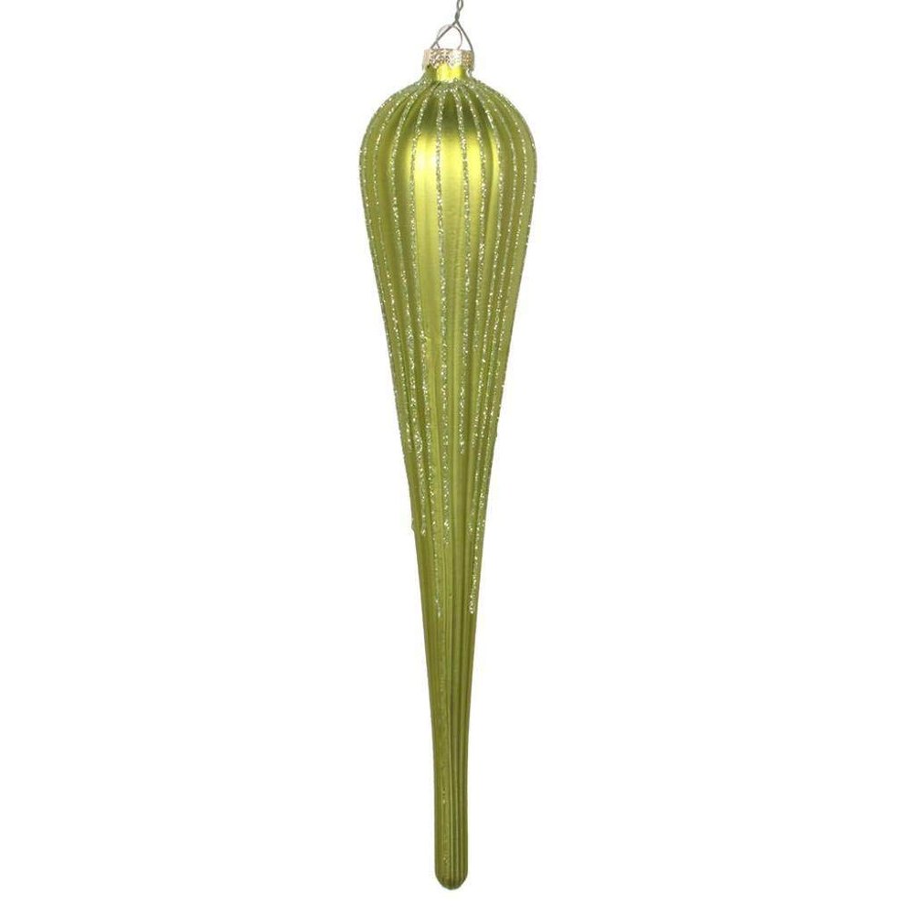 11 Lime Glitter Drop Ornament 3/Bag