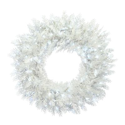 Vickerman 48" Flocked Cedar Pine Artificial Christmas Wreath, Low Voltage LED Pure White 3mm Wide Angle Twinkle Lights - Faux Flocked Christmas Wreath - Seasonal Wall Decor