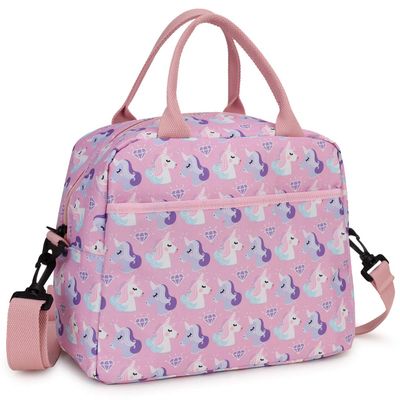 VX VONXURY Lunch Bags, Insulated Girls Lunch Box Cute Unicorn Thermal Kids Lunch Tote with Removable Shoulder Strap