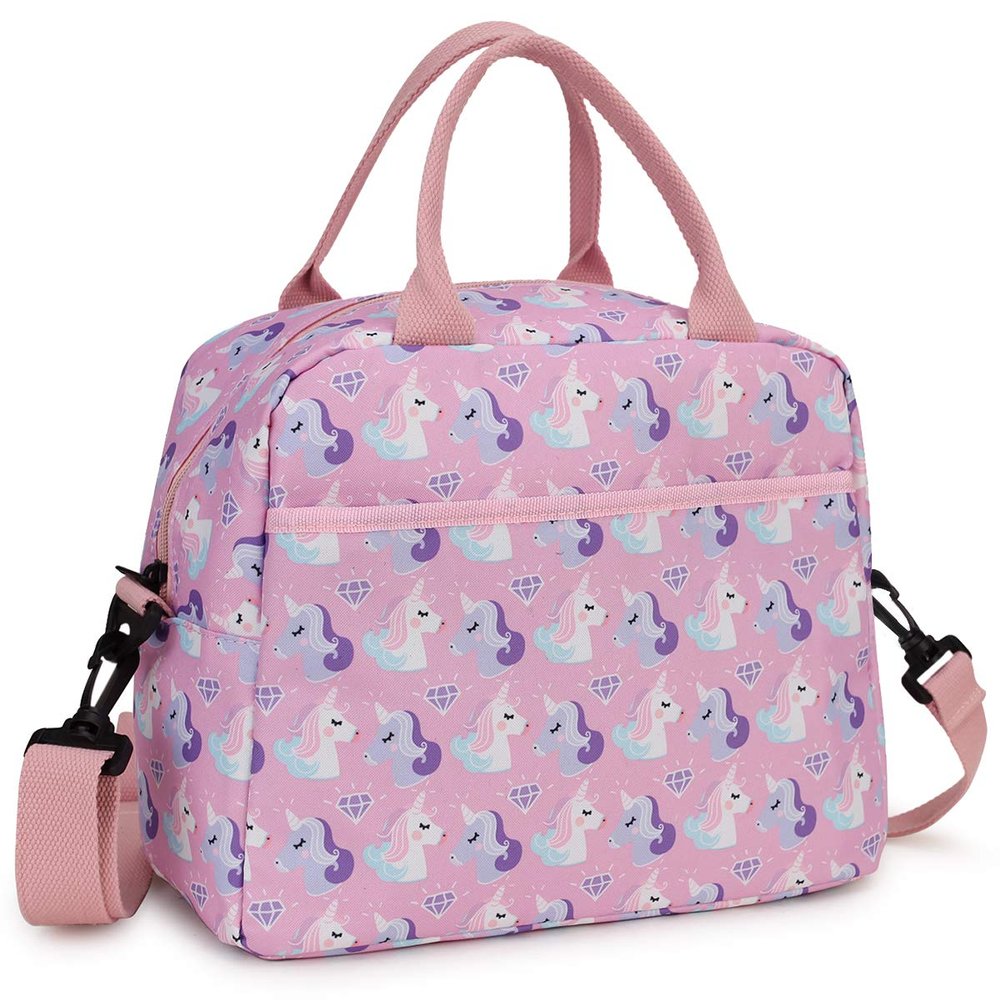 VX VONXURY Lunch Bags, Insulated Girls Lunch Box Cute Unicorn Thermal Kids Lunch Tote with Removable Shoulder Strap