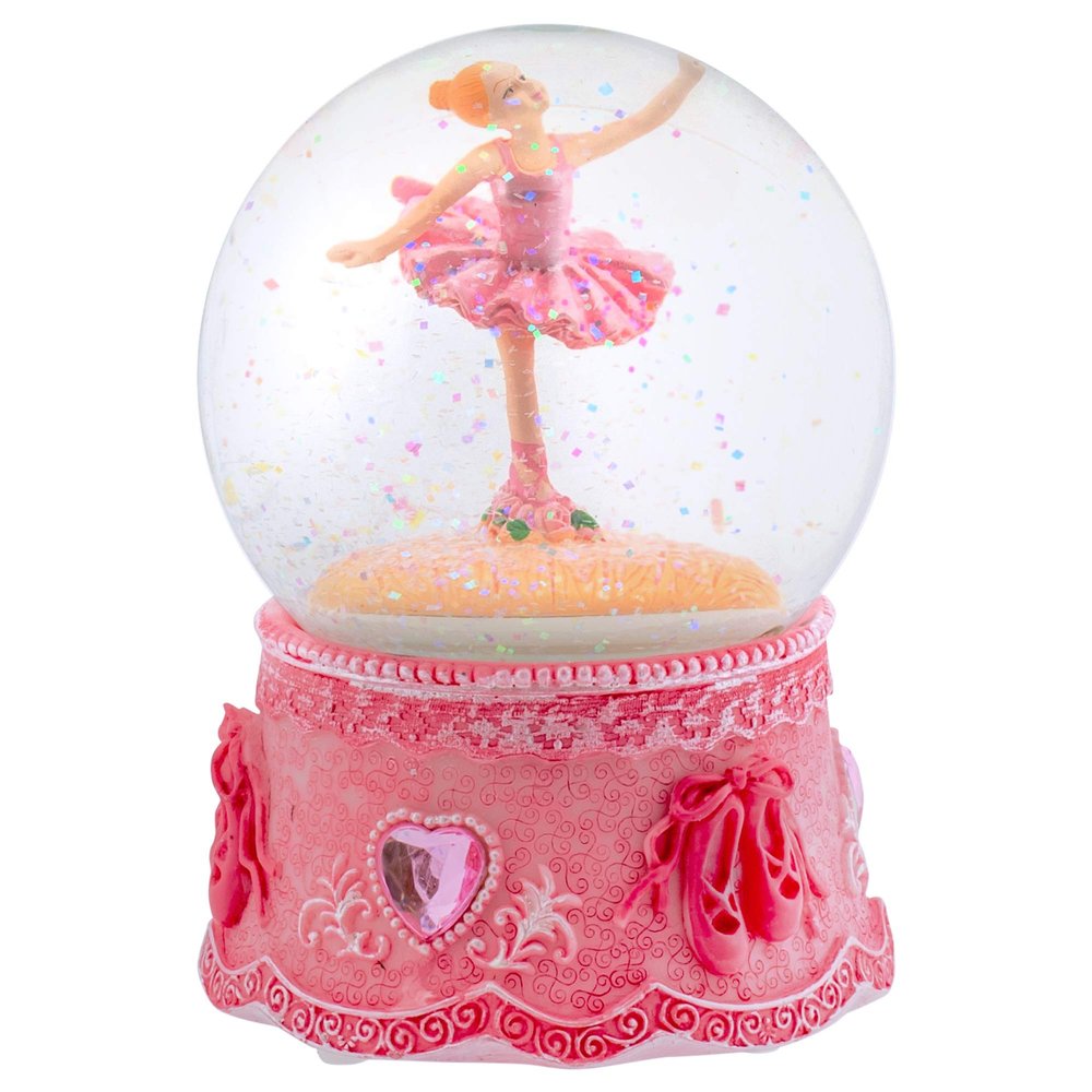 Elanze Designs Dancing Ballerina Rotating 100MM Sturdy Wind Up Musical Glitter Water Snow Globe Tabletop Dresser Nightstand Figurine Decoration Plays Tune Swan Lake