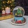 Elanze Designs Christmas Tree Village Sturdy Musical Glitter Water Snow Globe Tabletop Figurine Decoration and Moving Train - Plays Tune We Wish You A Merry Christmas view 2