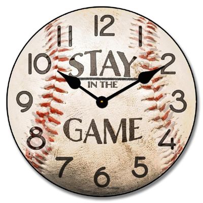 Baseball 5 Wall Clock | Ultra Quiet Quartz Mechanism | Hand Made in USA Beautiful Crisp Lasting Color | Comes in 8 Sizes | 24-Inch