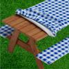 Sorfey Picnic Table Cover with Bench Covers -Fitted with Elastic, Vinyl with Flannel Back, Fits for Table 28"x 72" Rectangle,Water Proof, Checked Blue Design view 1