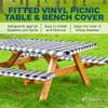 Sorfey Picnic Table Cover with Bench Covers -Fitted with Elastic, Vinyl with Flannel Back, Fits for Table 28"x 72" Rectangle,Water Proof, Checked Blue Design view 4
