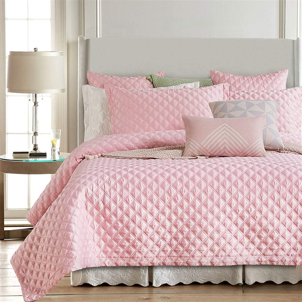 Icegrey Ultra Soft Luxury Quilted Bedspread Coverlet Set Full Queen Pink 1-Piece King 87x95