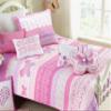 Cozy Line Home Fashions Cute Pink Butterfly Stripe Hearts 100% Cotton Soft Bedding Quilt Set, Coverlet, Bedspread (Queen - 6 Piece) view 1