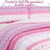 Cozy Line Home Fashions Cute Pink Butterfly Stripe Hearts 100% Cotton Soft Bedding Quilt Set, Coverlet, Bedspread (Queen - 6 Piece) view 3