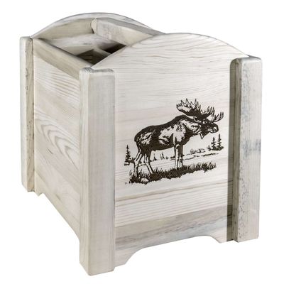 Montana Woodworks Homestead Collection Magazine Rack with Laser Engraved Moose Design, 18" L x 14" W x 16" H, Ready to Finish