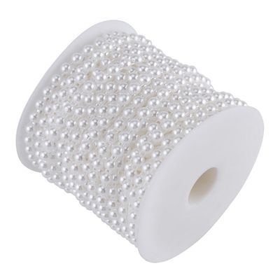 82ft Pearl Beads String, Pearl Garland Beaded Trim, Delicate Decorative Pearls String for Wedding Party Supplies(White)