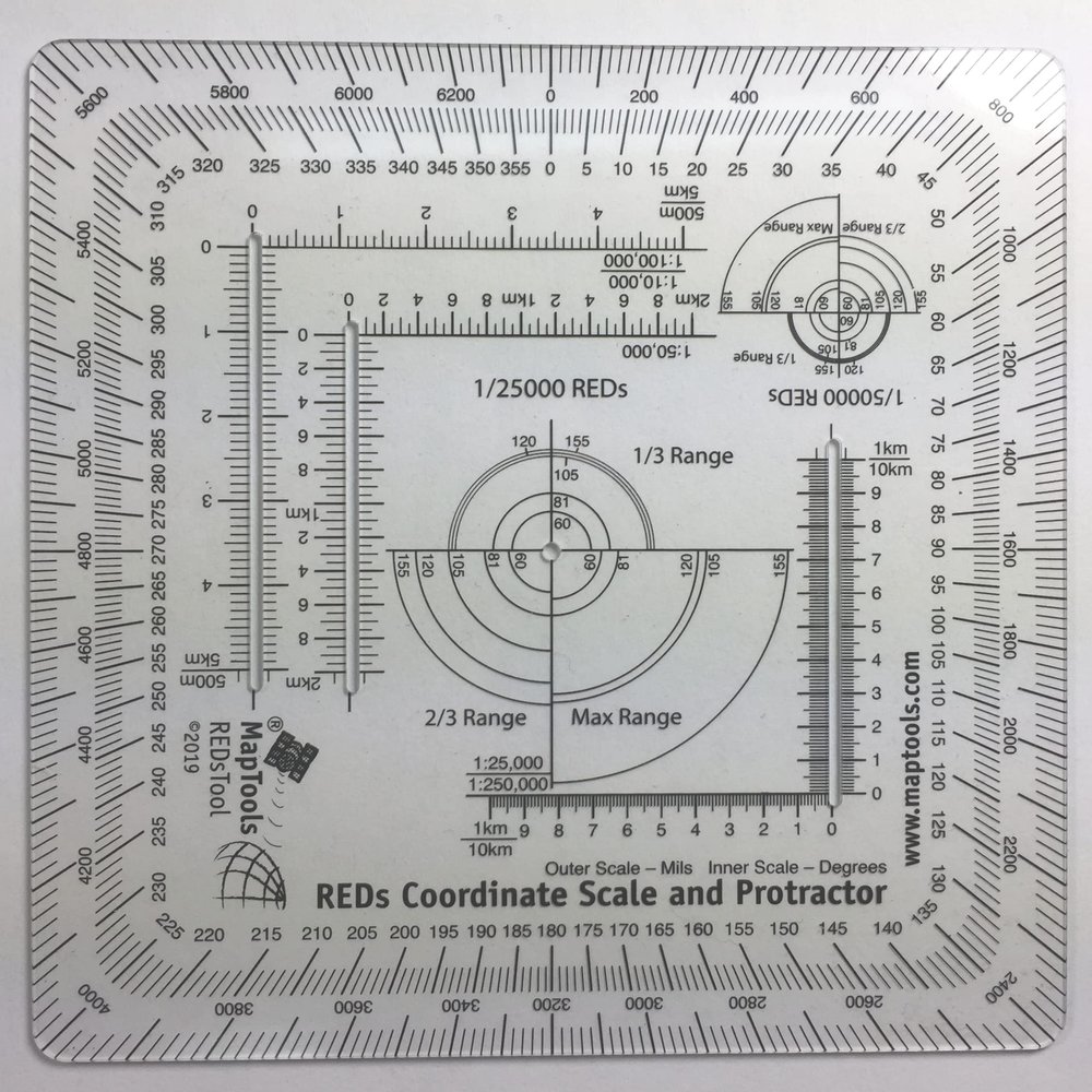 MapTools Risk Estimate Distances (Reds) Coordinate Grid Reader and Protractor